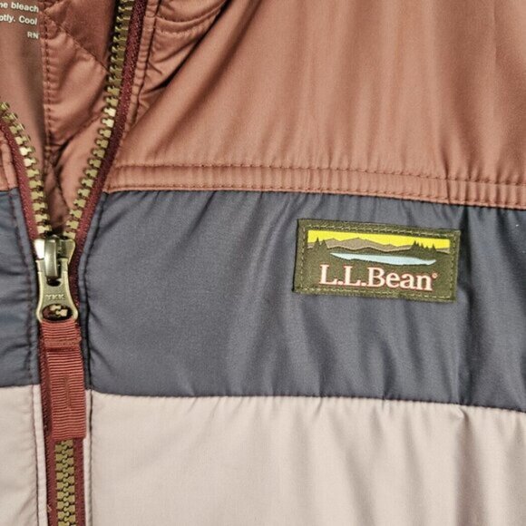 L.L. Bean Womens Mountain Classic Puffer Jacket Colorblock Blue White Red Size L - Picture 9 of 10